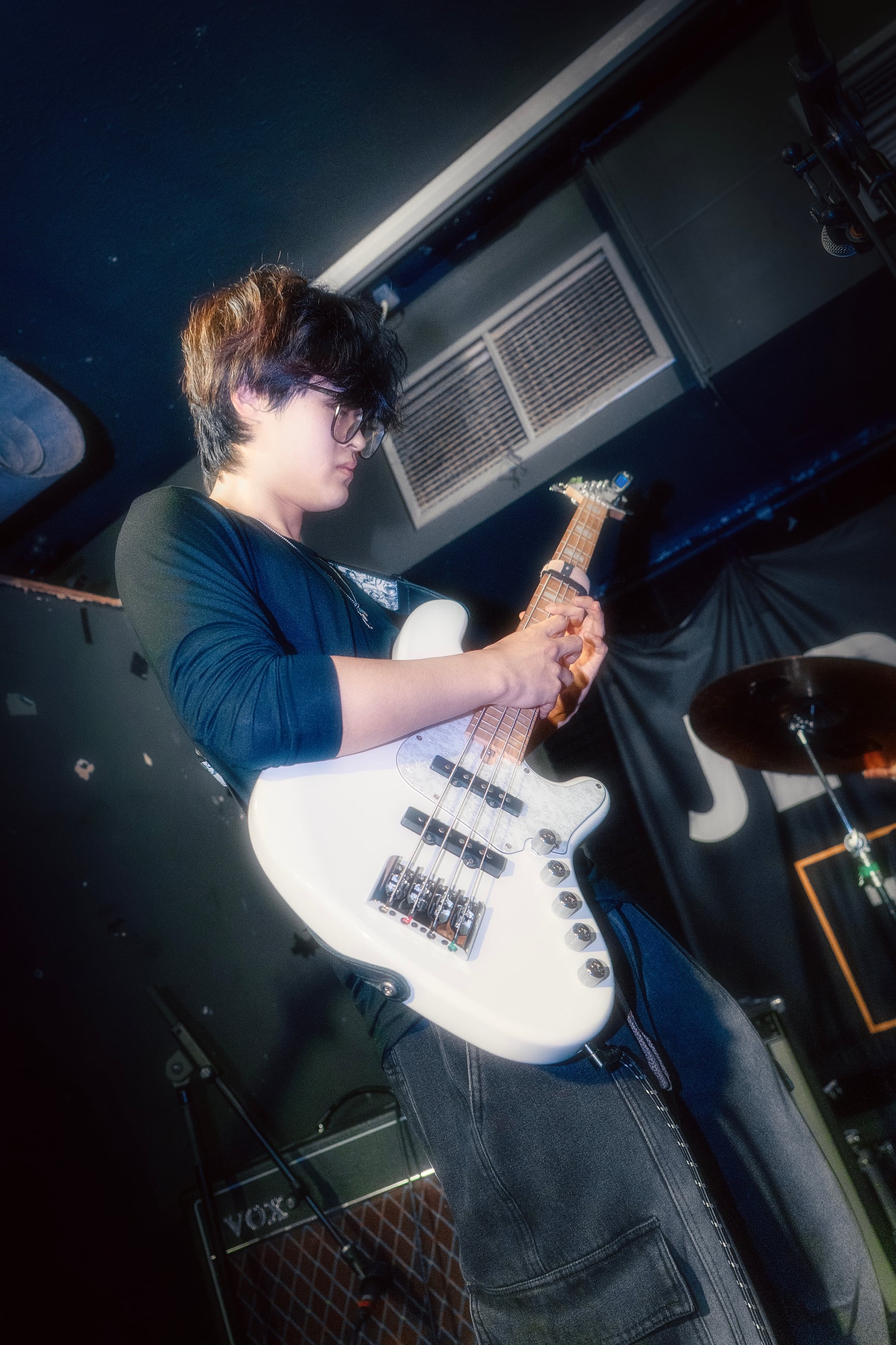 Vertical stage photograph from Omni Band